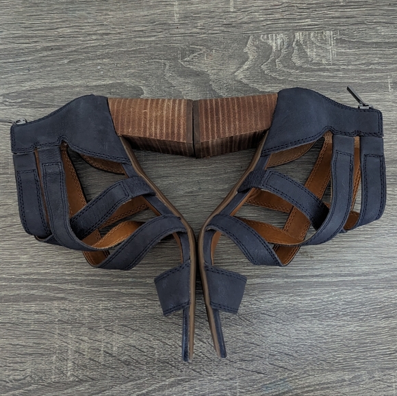 Lucky Brand Blue Leather Sandal Heel- Vyrah - Picture 5 of 10